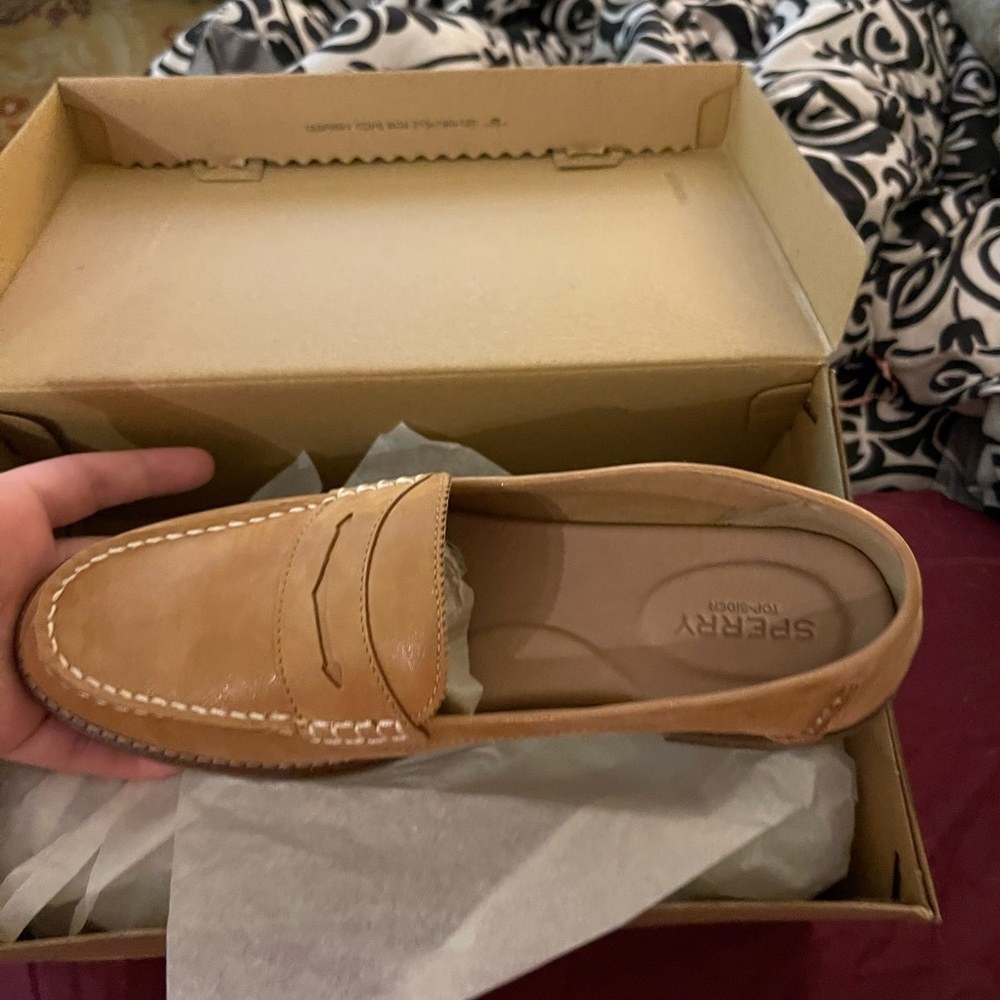 Sperry seaport penny leather tan loafers